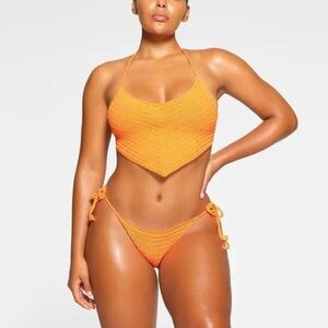 Crochet Swim Handkerchief Top - Neon Orange - Size 3X